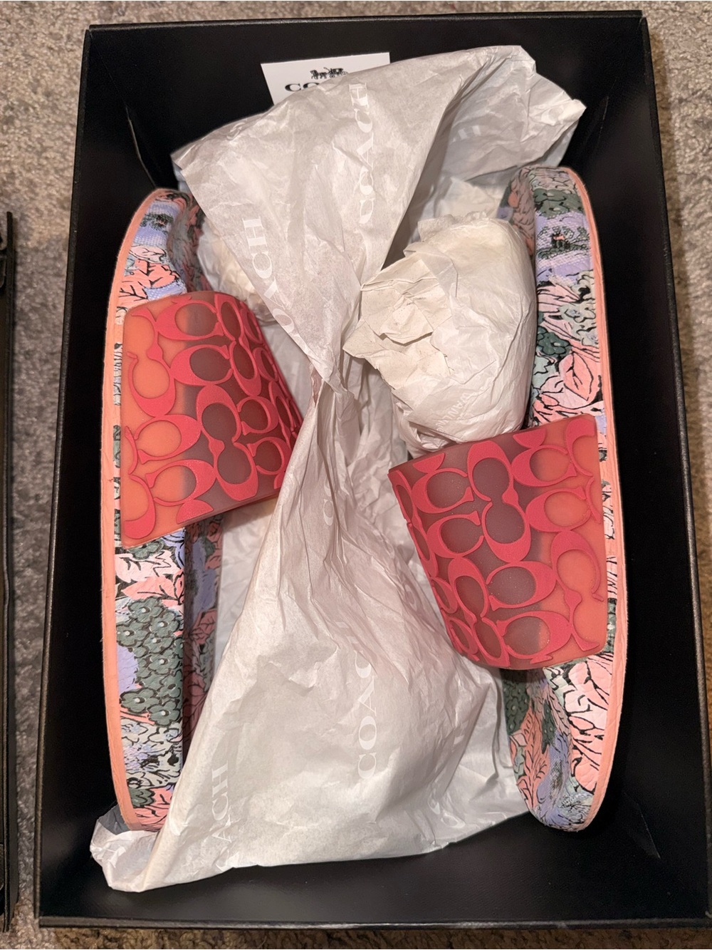 Coach Orchid Signature Rub Slide Sandals